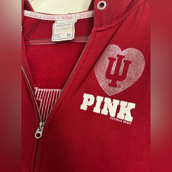 Victoria's Secret Red and White Sequin Indiana University Zip Up Jacket - Picture 3 of 4